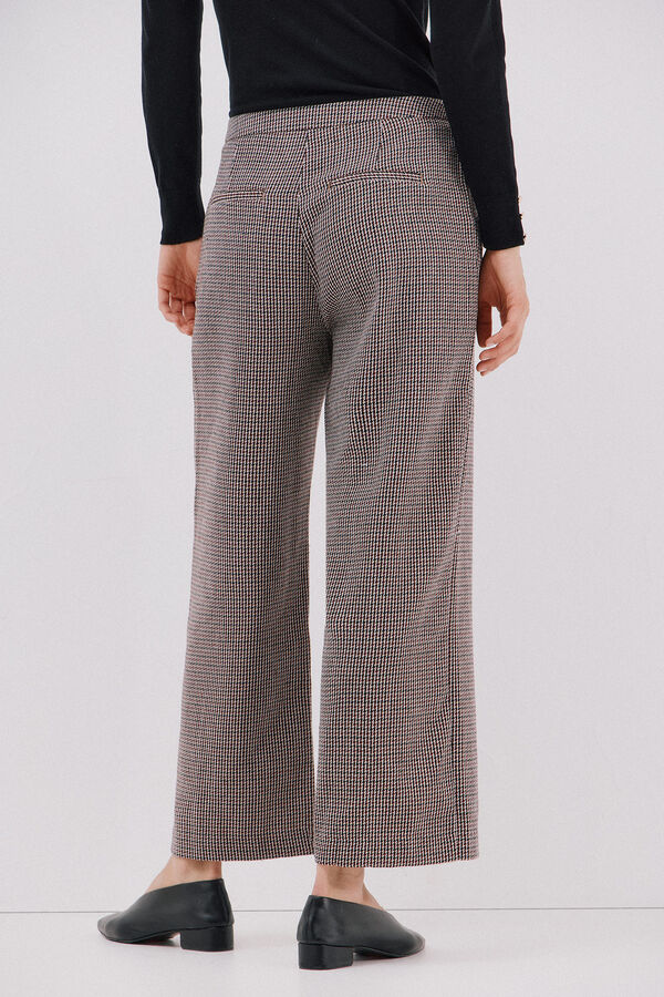Cortefiel Women's cropped and wide-leg pants Printed red