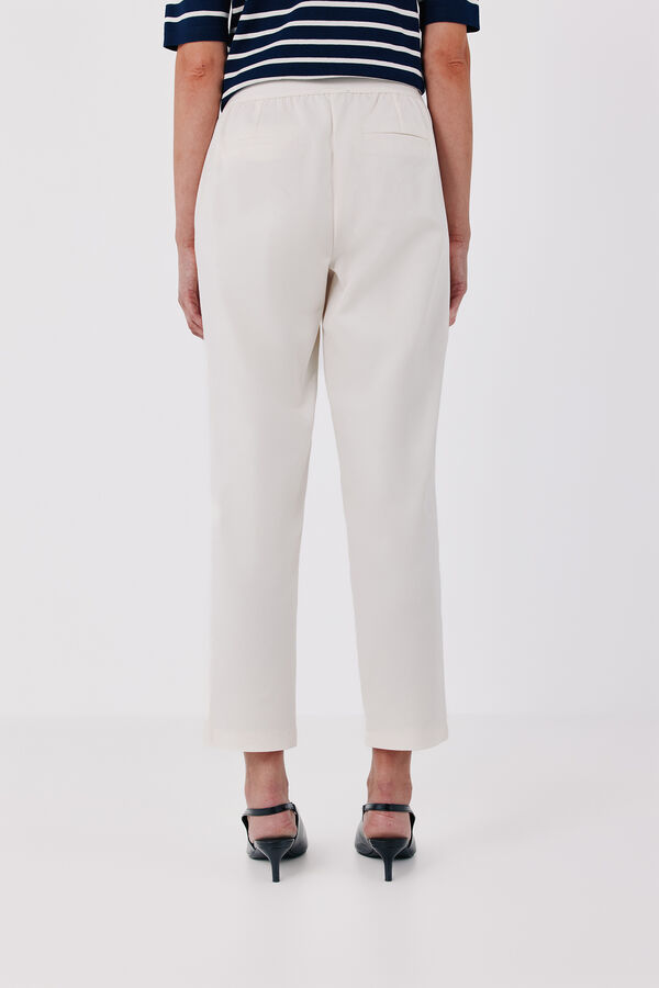 Cortefiel Straight trousers with elasticated back Ivory