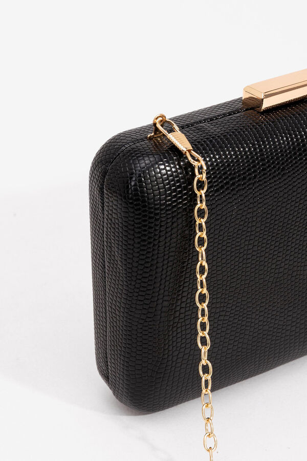 Vilanova Clutch retangular com efeito pele Preto