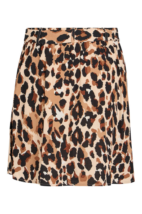 Cortefiel Animal print high-rise short skirt Black