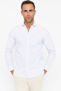 Cortefiel Oxford striped slim shirt Ivory
