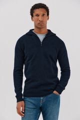 Cortefiel Lambswool wool with open neck Navy