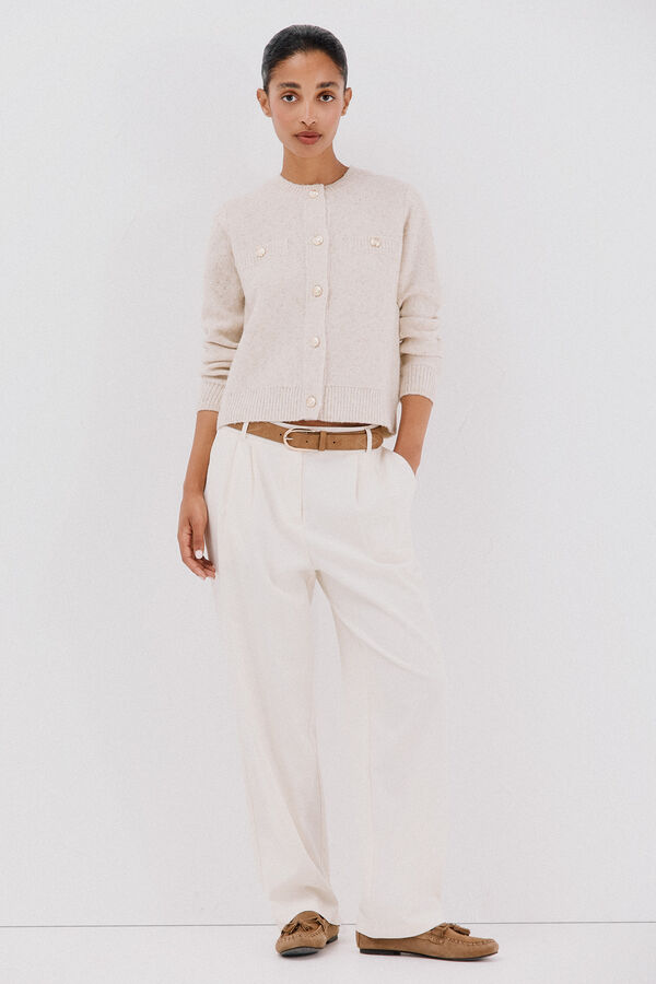 Cortefiel Short jacket with buttons Ivory