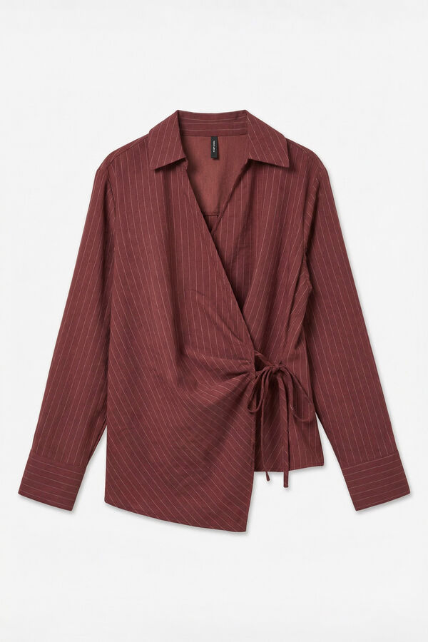 Vero Moda Striped wrap shirt Maroon