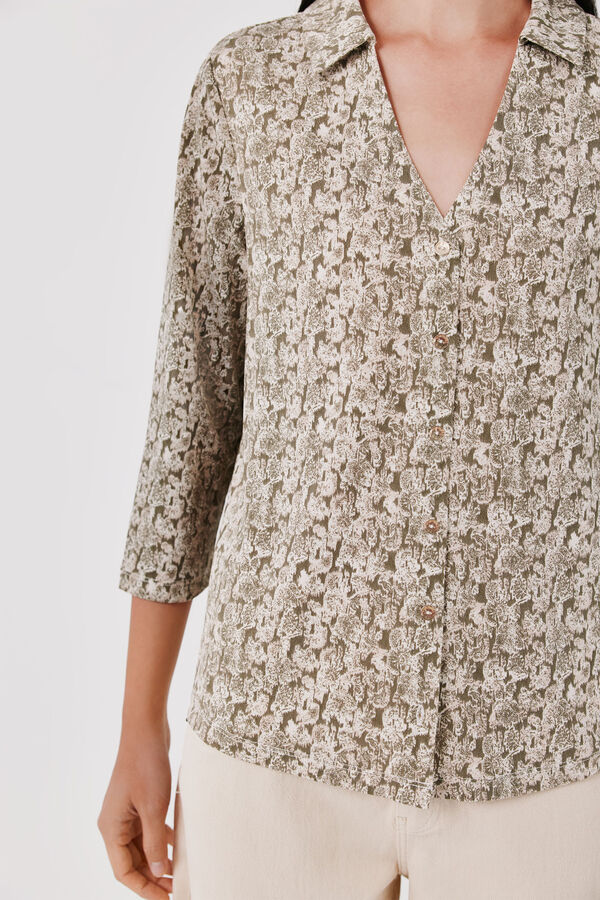 Cortefiel Stretch shirt with buttons Printed grey