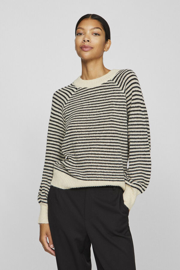 Cortefiel Striped jersey with glitter Grey