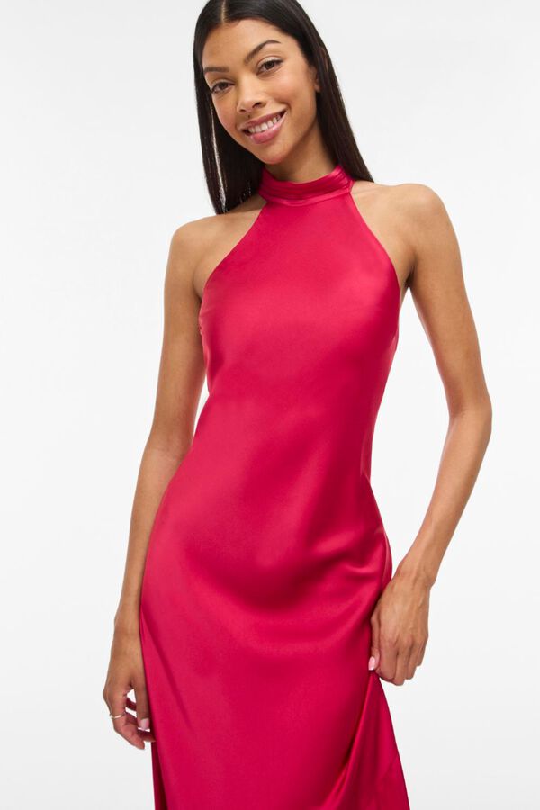 Vila Vestido comprido gola halter de festa Subiu