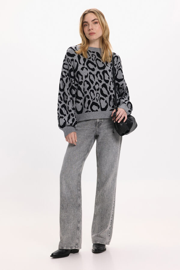Vila Camisola de malha de viscose estampado Cinzento