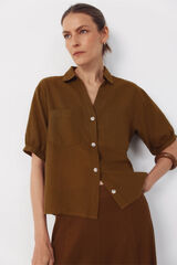 Cortefiel Rustic short sleeve shirt Kaki