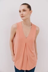 Cortefiel Long pleated top Coral