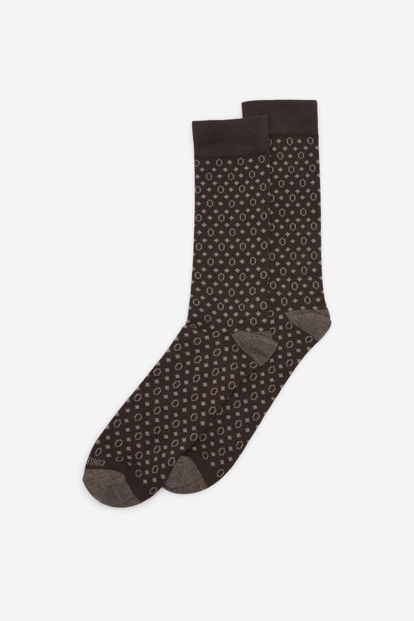 Cortefiel Tie pattern sock Dark brown