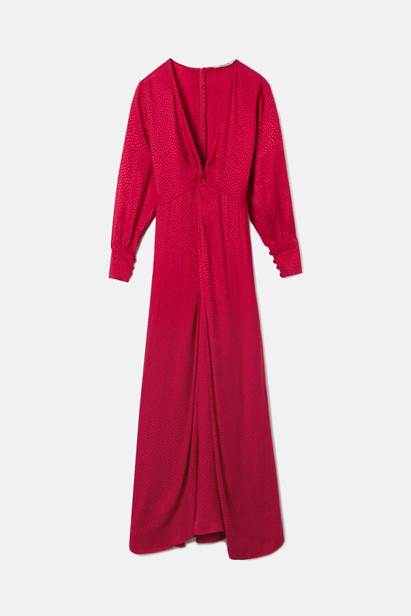 Silbon Vestido longo em jacquard com nó Vermelho