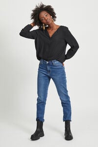 Cortefiel Women's V-neck long-sleeved top Black