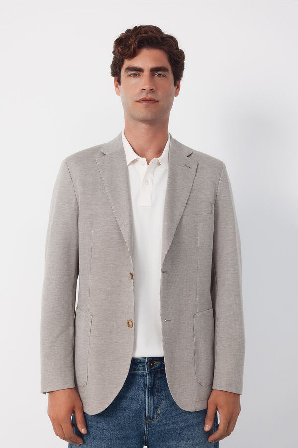 Cortefiel Blazer jersey-knit structure Beige