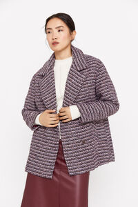 Cortefiel Short coat in patterned fabric Printed purple