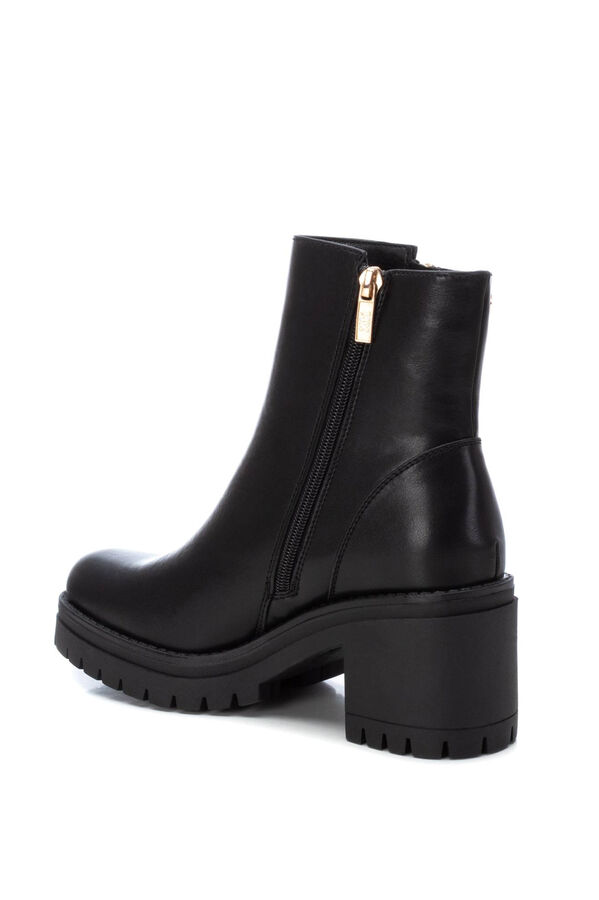 XTI Botins feminina de salto alto com fecho-&eacute;clair Preto