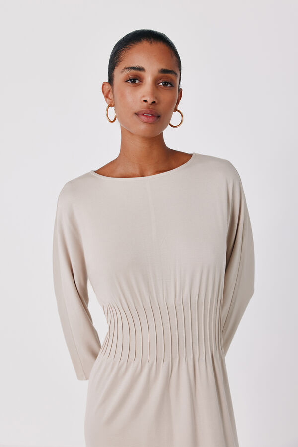 Cortefiel Pleated dress Nude