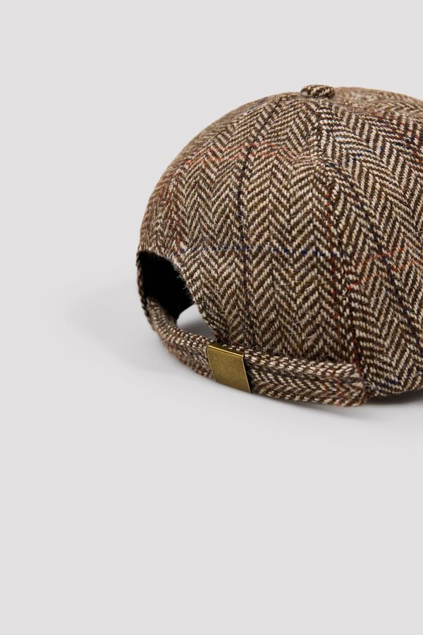 Cortefiel Checked herringbone cap Printed brown