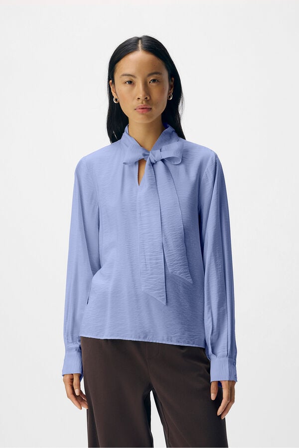 Object Blusa de laço de viscose Azul