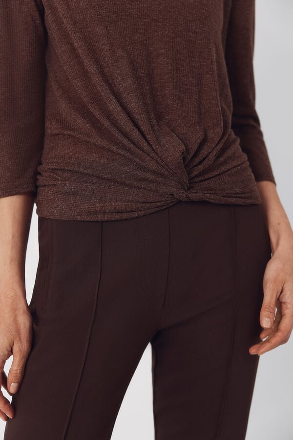 Cortefiel Knot t-shirt Brown