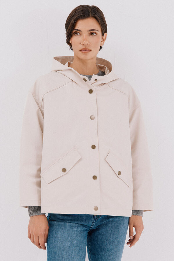 Cortefiel Short jacket with snap buttons Ivory