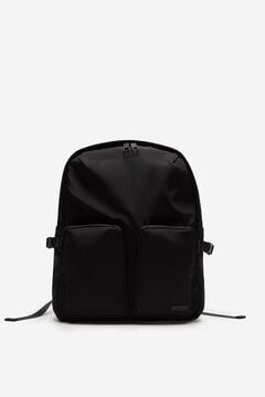 Cortefiel Nylon backpack pockets Black