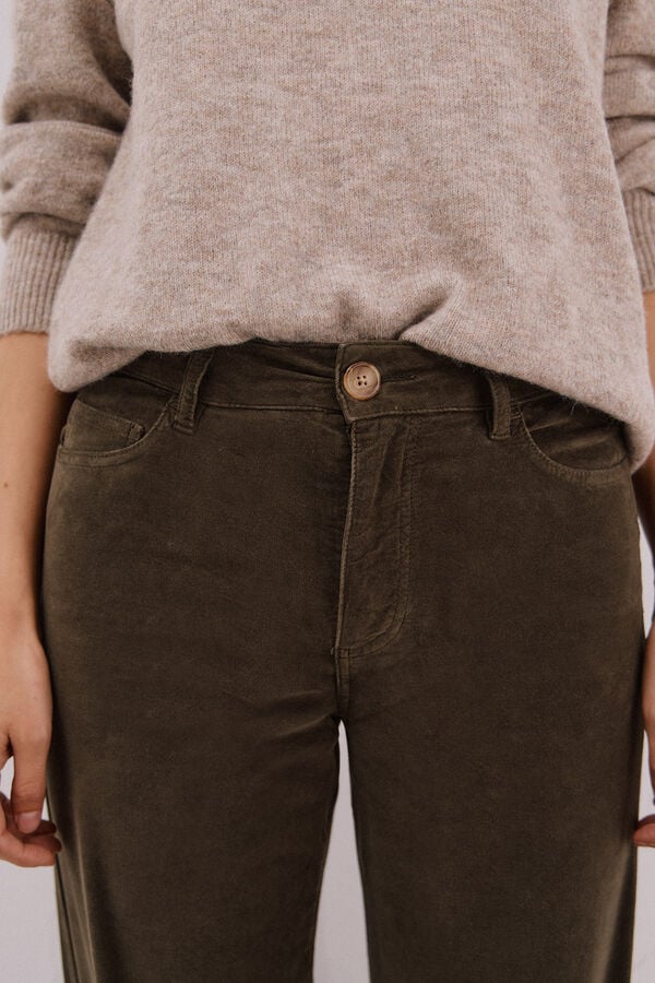 Cortefiel Pantalones Marine Velvet Kaki