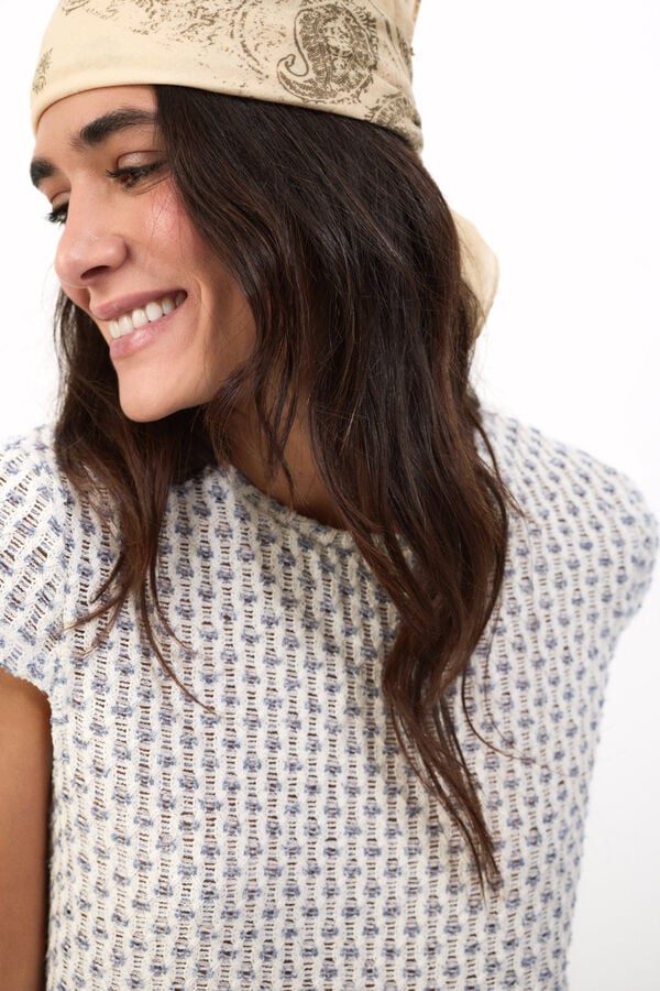 Slowlove Top manga corta crochet Impress&atilde;o