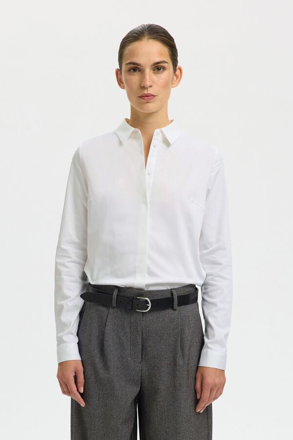 Selected Camisa lisa slim fit Branco
