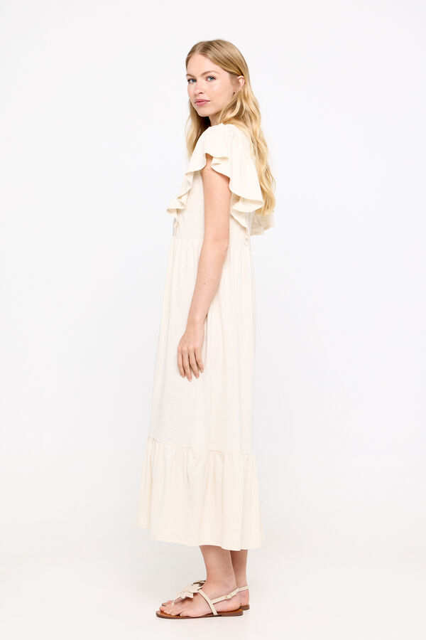 Cortefiel Rustic embroidered dress Nude
