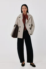 Cortefiel Double-breasted short coat Ivory