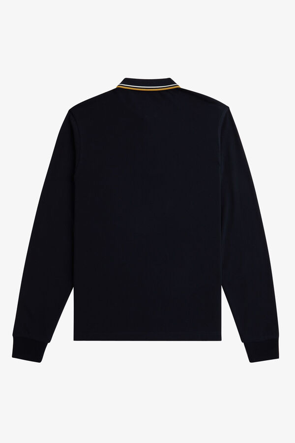 Fred Perry Polo piqu&eacute; de manga comprida masculina Azul