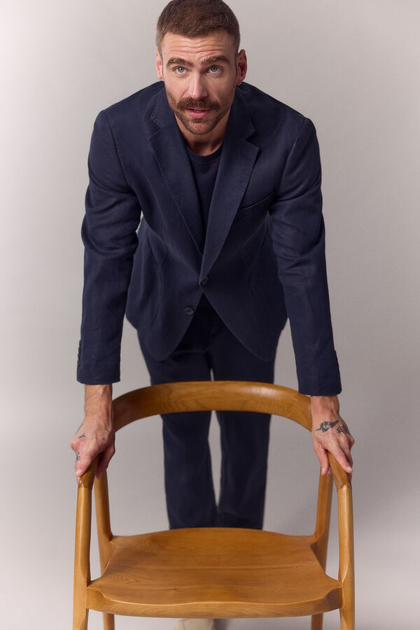 OOTO Linen blend matching blazer Navy