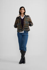 Silbon Blusão de borrego xadrez encerada Verde