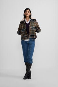 Silbon Blusão de borrego xadrez encerada