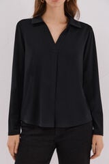 Cortefiel Polo shirt neck t-shirt Black