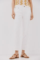 Cortefiel Straight cropped jeans White