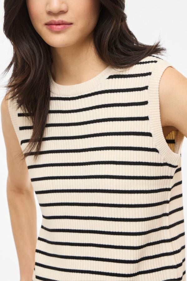 Vila Sleeveless ribbed top Ivory