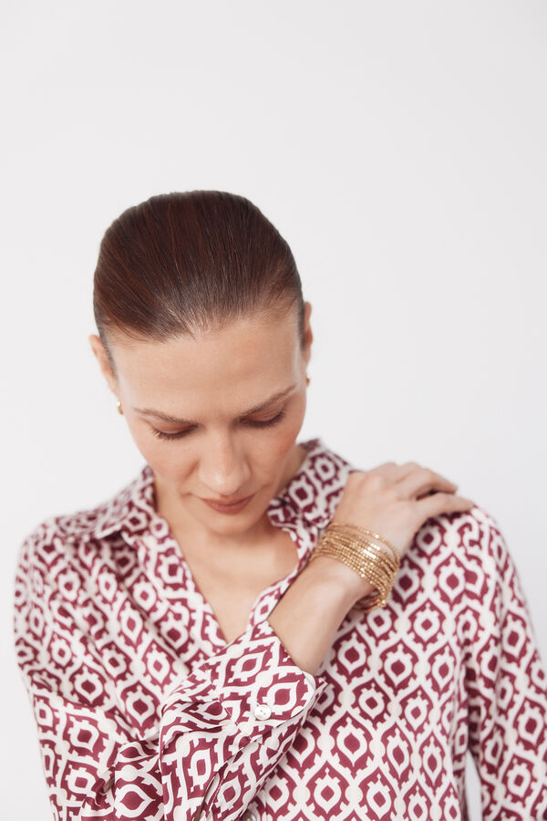 Cortefiel Satin-finish shirt Printed purple