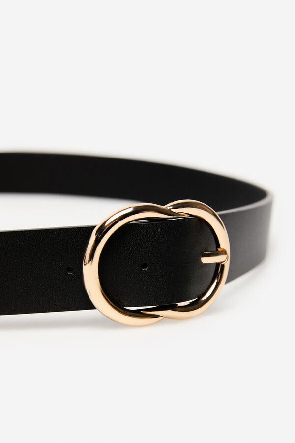 Cortefiel Basic double buckle belt Black