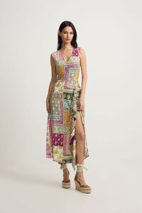 Silbon Vestido midi estampado patchwork