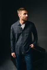 OOTO Camisa cuadros franela Azul marino