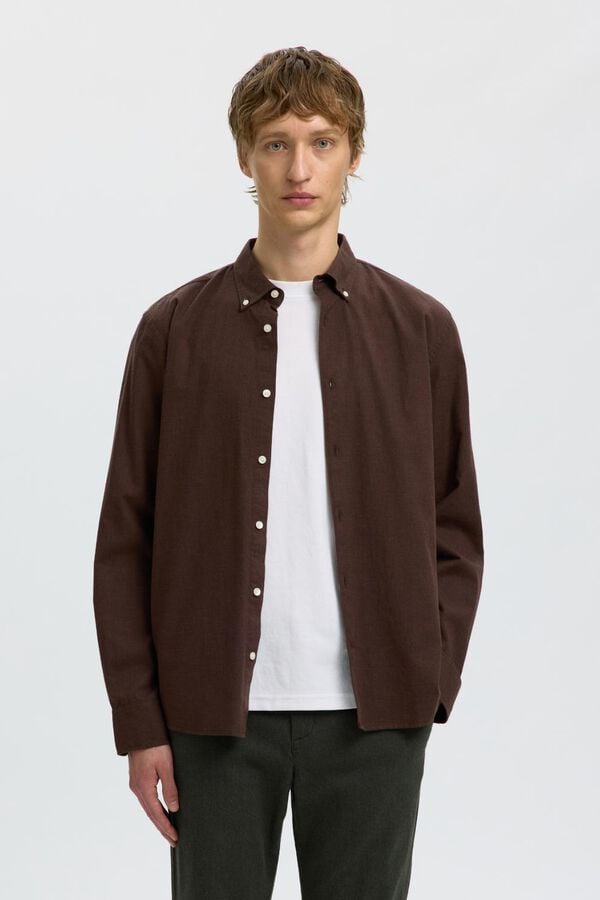 Selected Camisa regular fit Castanho