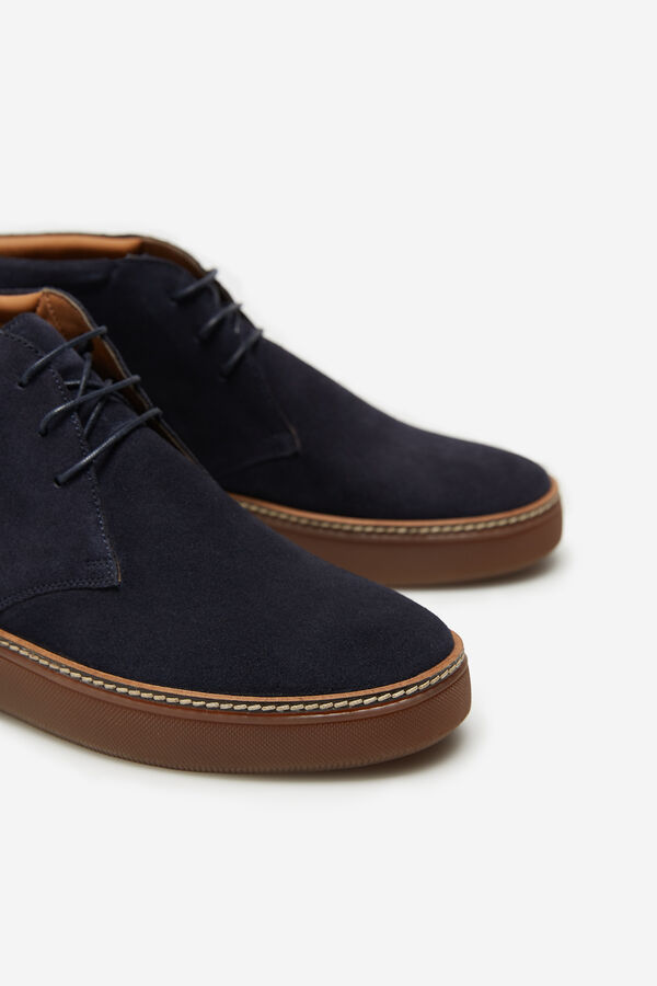 Cortefiel Lace-up rubber sole low boot Navy