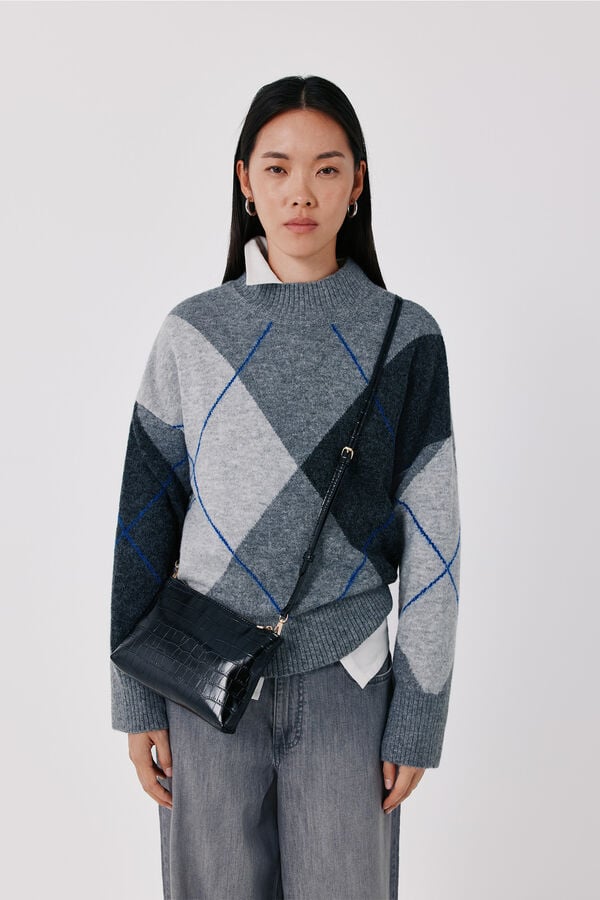 Cortefiel Soft diamond knit jumper Dark grey