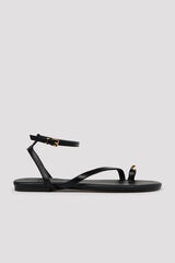 Cortefiel Flat strappy sandal Black