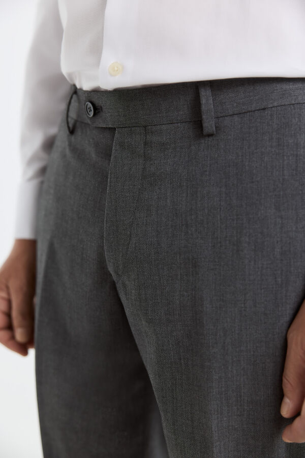 Cortefiel Grey split leather trousers Dark grey