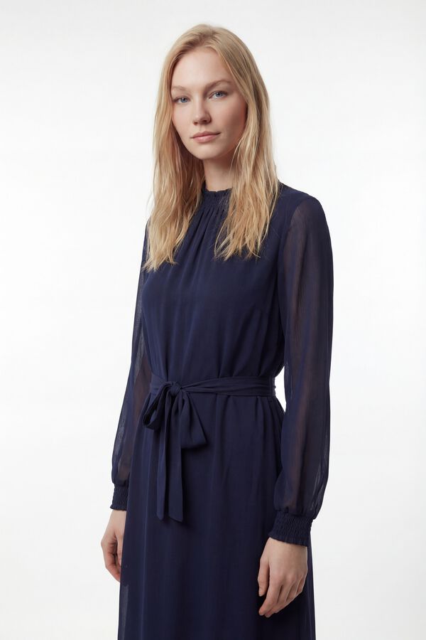 Vila Vestido midi em chiffon Azul