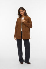 Vero Moda Casaco curta com efeito camurça Castanho
