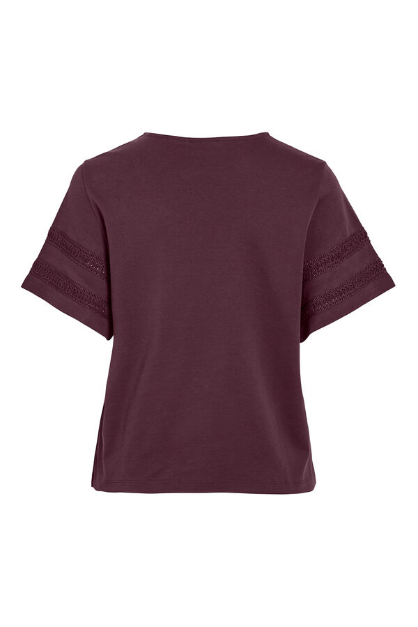 Vila Camiseta de algodão orgânico com vazados Roxo